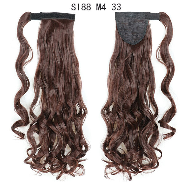 Wrap Around Ponytail Hair Extensions 20Inch Long Curly Wave Synthetic Ponytail Natural H