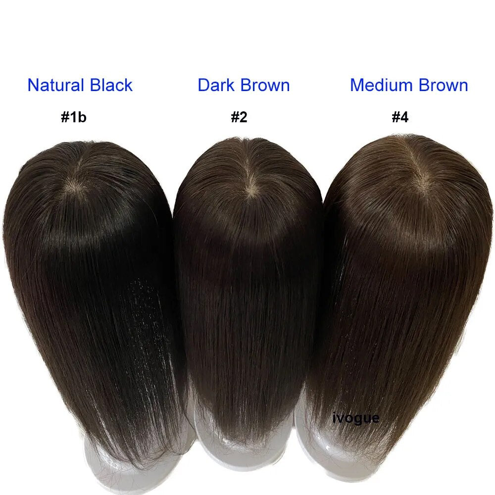 22inch Wavy Human Hair Topper for Women Silk Skin Base Brazilian Virgin Hair