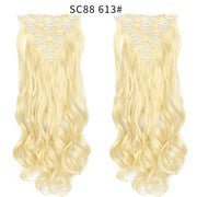 16 Clips In Hair Extensions Natural Wave 7 Pcs/Set 22 Inch Synthetic