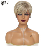 Short Ombre Blonde Synthetic Natural Wave Wigs Heat Resistant