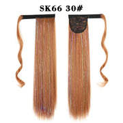Wrap Around Ponytail Hair Extensions 20Inch Long Curly Wave Synthetic Ponytail Natural H