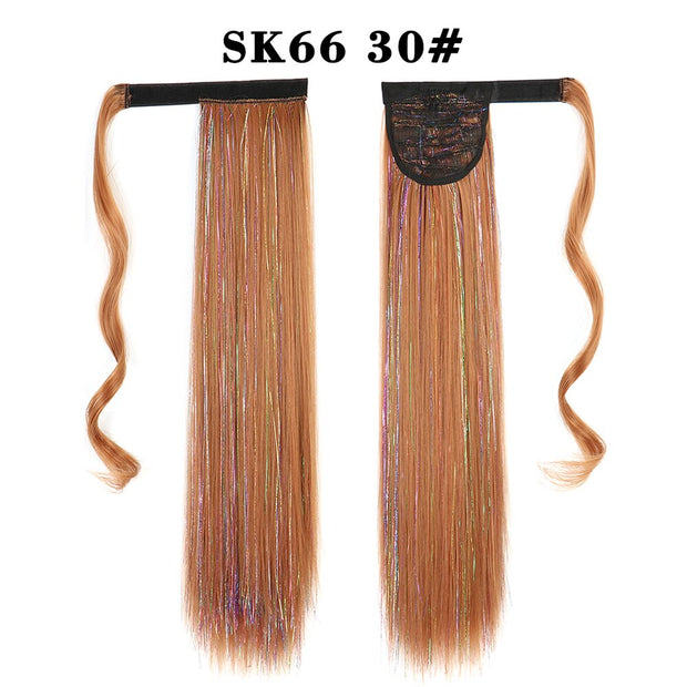 Wrap Around Ponytail Hair Extensions 20Inch Long Curly Wave Synthetic Ponytail Natural H