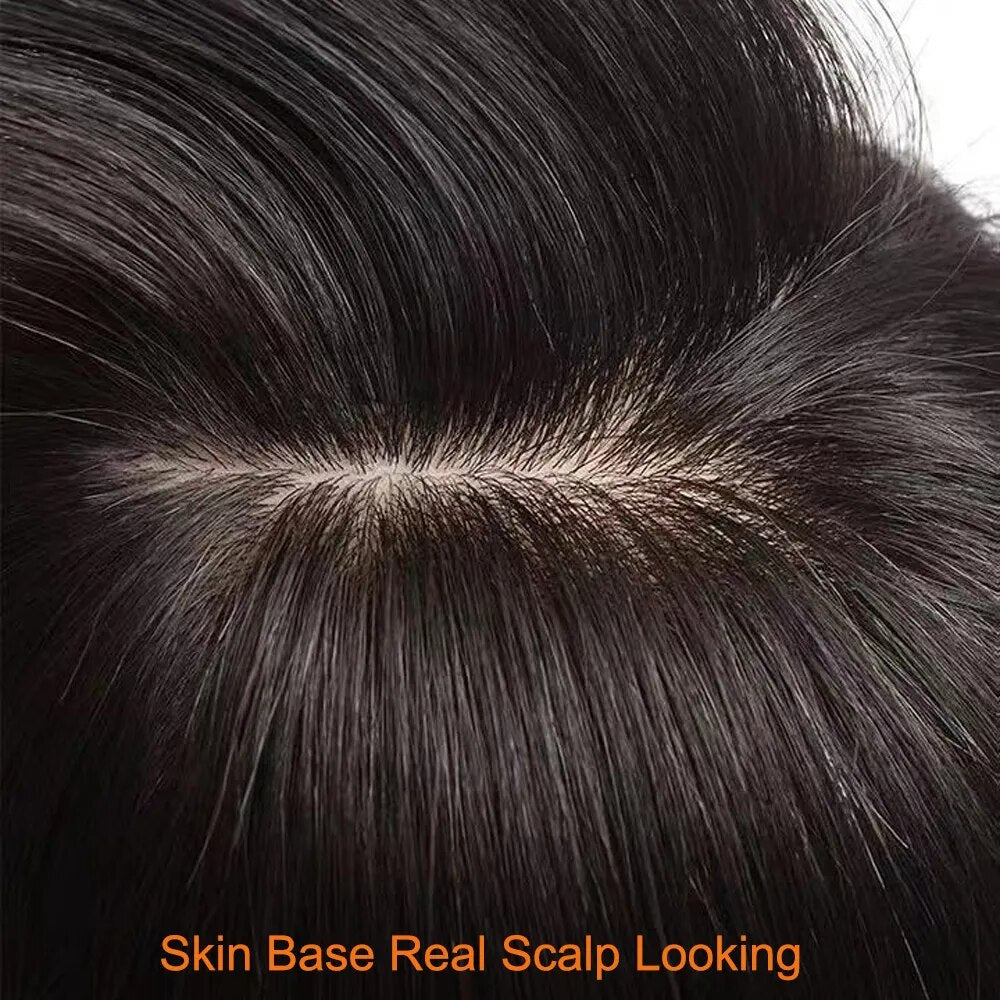 22inch Wavy Human Hair Topper for Women Silk Skin Base Brazilian Virgin Hair