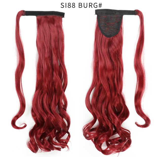Wrap Around Ponytail Hair Extensions 20Inch Long Curly Wave Synthetic Ponytail Natural H