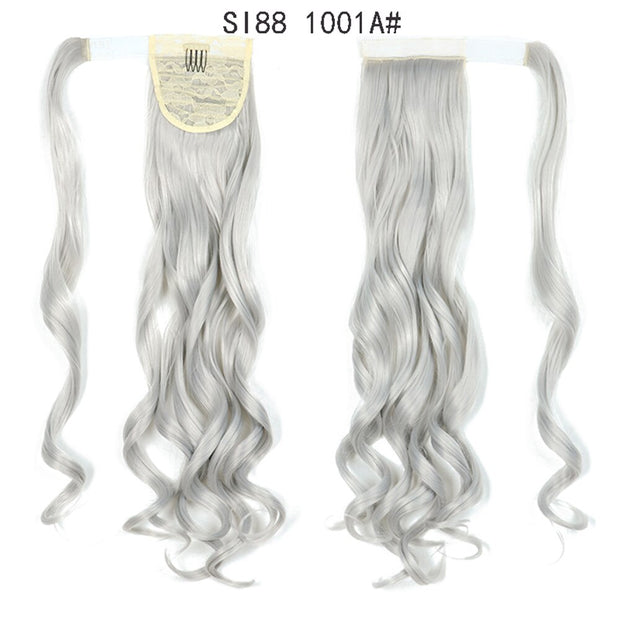 Wrap Around Ponytail Hair Extensions 20Inch Long Curly Wave Synthetic Ponytail Natural H