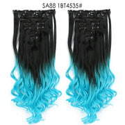 16 Clips In Hair Extensions Natural Wave 7 Pcs/Set 22 Inch Synthetic