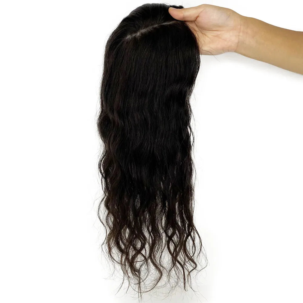 22inch Wavy Human Hair Topper for Women Silk Skin Base Brazilian Virgin Hair