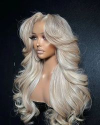 Thumbnail for 13x6HD Ombre Milk Tea Blonde Wig with Ash Blonde Baby Hair 200%Density Pre-Plucked Body Wave Brown Roots Human Hair Wigs