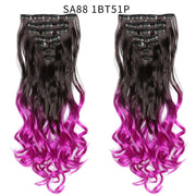 16 Clips In Hair Extensions Natural Wave 7 Pcs/Set 22 Inch Synthetic