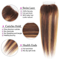 Thumbnail for Highlight Lace Frontal Straight Brazilian Human Hair Ombre Brown
