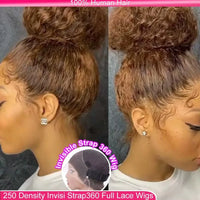 Thumbnail for 360 Full Lace Wig 427 Highlight Wig Human Hair Deep Wave Frontal Wig Honey Blonde 250 Density