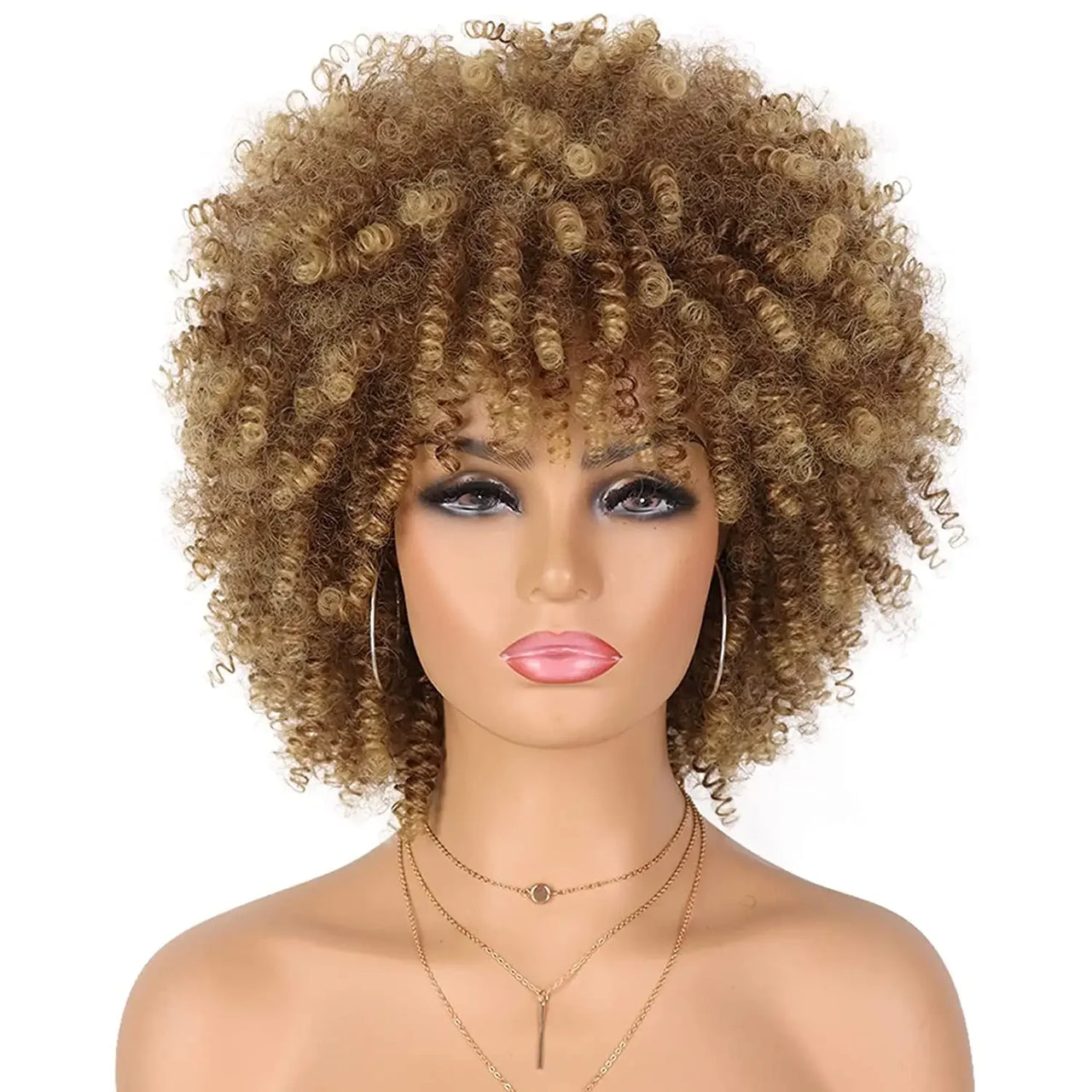 Tereshar Synthetic Short Curly with Bangs for Black Women 8 inch Afro Kinky Curly Daily Use