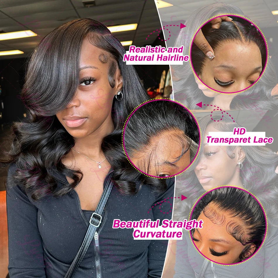 5x5 Glueless Wig Human Hair Water Wavy Transparent Lace Closure Wig