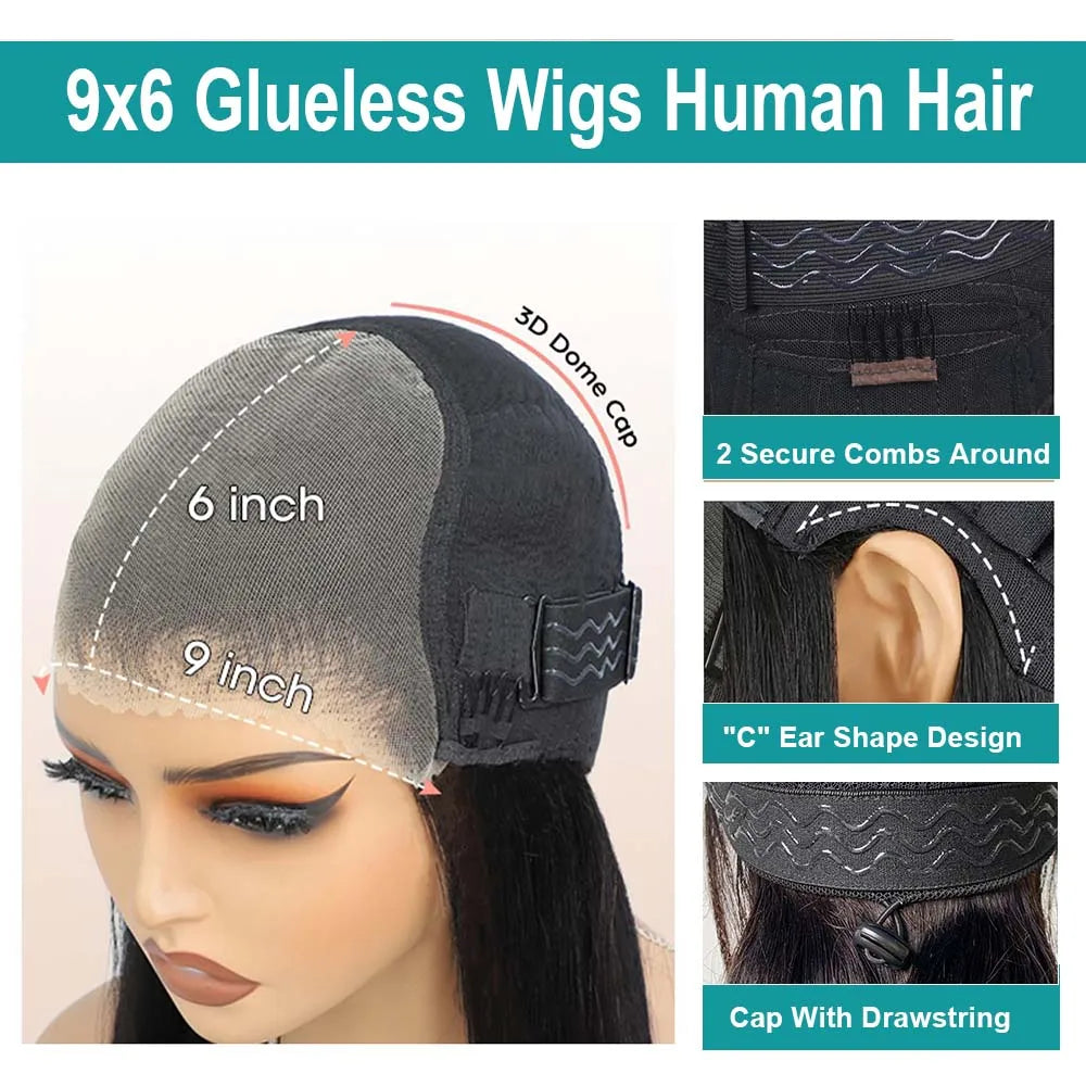 Ready to Wear Glueless Wig Preplucked Chocolate Brown #4 Dark Brown Straight Human Hair Wigs  HD Lace Front Human Hair Wigs