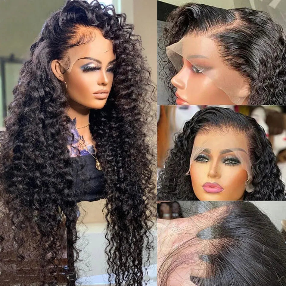40-Inch Curly Lace Front Human Hair Wigs Pre-Plucked Brazilian Hair