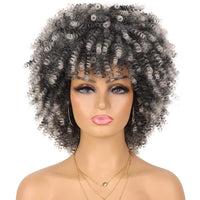 Thumbnail for Tereshar Synthetic Short Curly with Bangs for Black Women 8 inch Afro Kinky Curly Daily Use