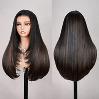 Thumbnail for H30 Layered Hair Wear and Go 6x6 Lace Closure Glueless Wig Mixed Hair not 100% Human Hair Pre Plucked Lace Wig without Glue