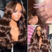 Thumbnail for 13X6 Hd Lace Frontal Wig Chocolate Brown Human Hair Wigs Body Wave Lace Front Wigs Pre Plucked Brazilian