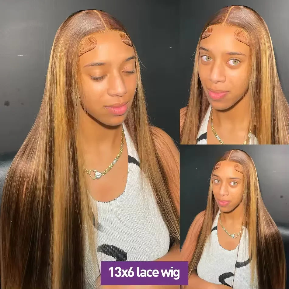 Highlight Wig Human Hair Bone Straight Blond Ombre hd Lace Wig 13x4 13x6 Colored Pre -Plucked Wigs – HD Lace Human Hair Wig UAE, UK & USA | Michelle's Glam Wigs