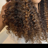 Thumbnail for Natural Hairline Preplucked 26“Long 180Density Ombre Brown Blonde Kinky Curly Lace Front Wig  Baby Hair Glueless
