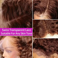 Thumbnail for 13x4 Short Bob Wigs 100% Human Hair Chocolate Brown Deep Wave Human Hair Wig #4 Brown Curly Frontal Wigs