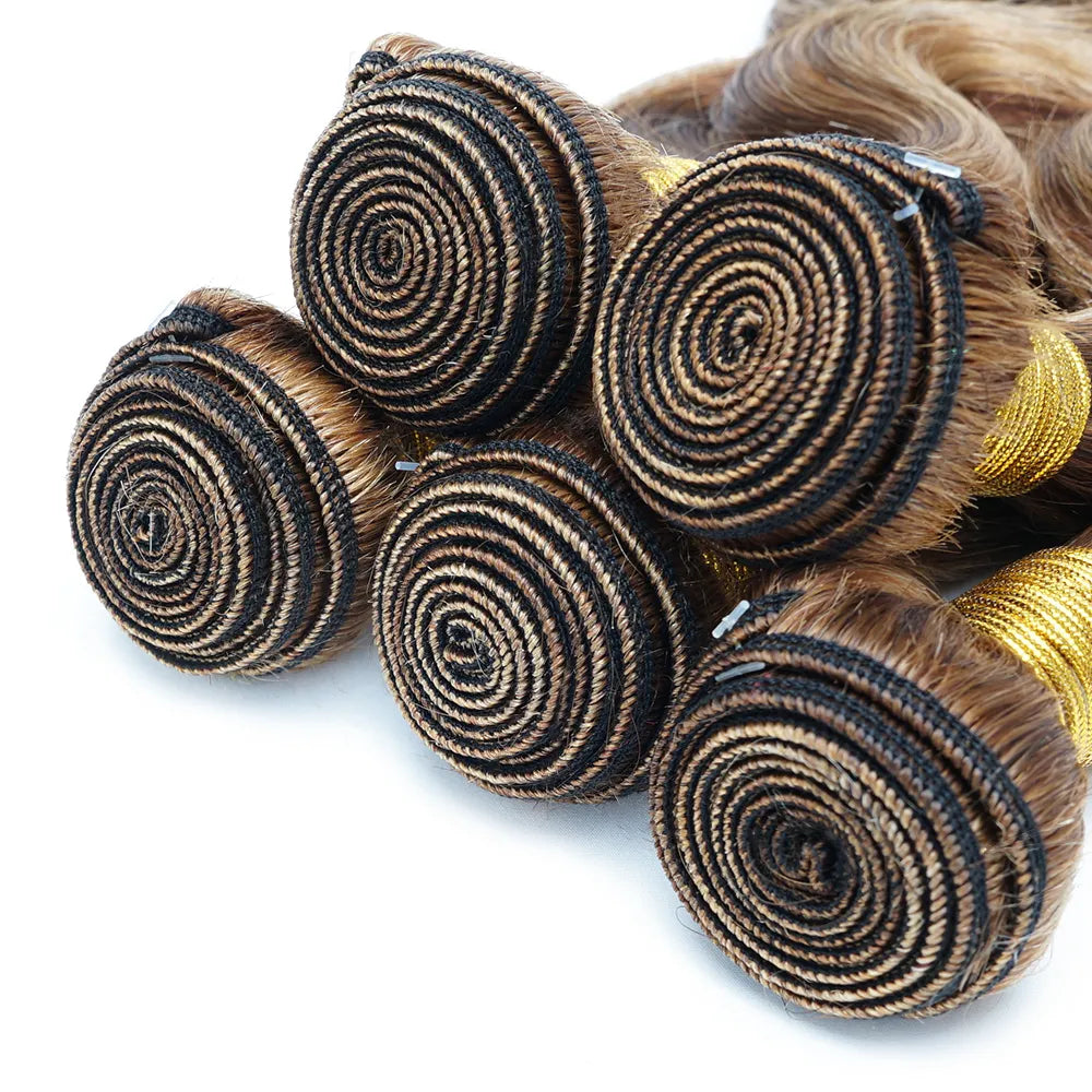 Body Wave Highlight P4/27 Human Hair Bundles 60Gram Peruvian Hair Extensions
