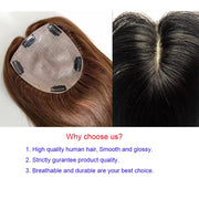 15x16cm Hand Tied Silk Base Remy Clip In Human Hair Wig Topper with Thinning Russian Human Hair Extensions