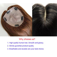 Thumbnail for 15x16cm Hand Tied Silk Base Remy Clip In Human Hair Wig Topper with Thinning Russian Human Hair Extensions