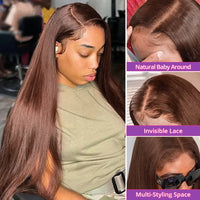Thumbnail for 13X6 Chocolate Brown Lace Front Wigs 13X4 Bone Straight Human Hair 100% Brazilian Hair