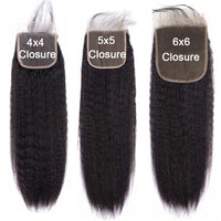 Thumbnail for Yaki Straight Lace Closure Brazilian Human Hair Ear to Ear Lace Closure