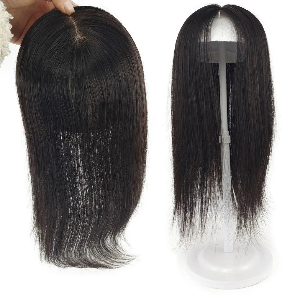 25-40cm 100% Virgin Human Hair Topper 7x10 9x14cm PU Clips