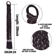 20 Inch Long Straight Synthetic Hair Extension Braided Fishtail Drawstring Ponytail Hair