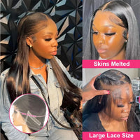 Thumbnail for Straight 250 Density Real Full Lace Human Hair Wig Brazilian Pre Plucked 360 HD Full Lace Invisible Strap Snug Fit Wig