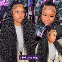 Thumbnail for 30 Inch Deep Wave HD Lace Front Human Hair Wig Invisible Strap Drawstring 360 Full Lace Wig Water Wave Glueless Wig