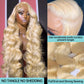 613 Honey Blonde 13x6 HD Transparent Lace Front Human Hair Wigs Body Wave