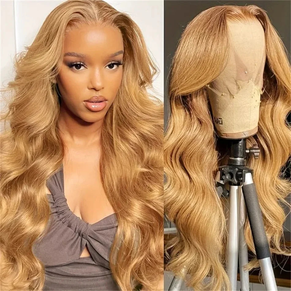 27 Honey Blonde Wig Human Hair Hd Lace Frontal Wig Body Wave Wig