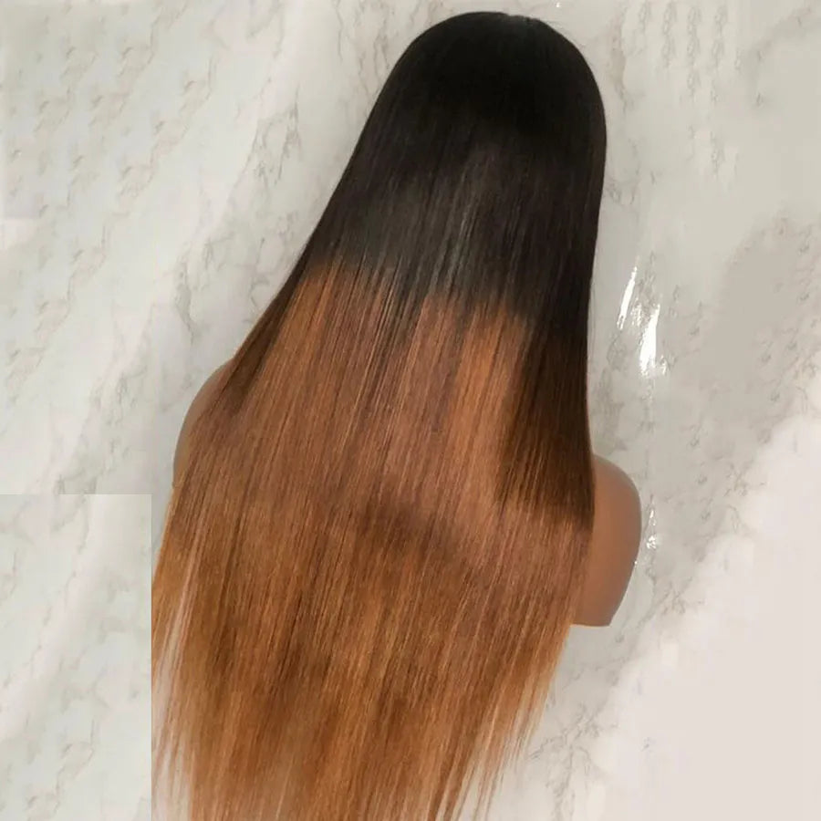 Ombre Brown Soft 26“Long Silky Straight 180Density High Temperature Fiber