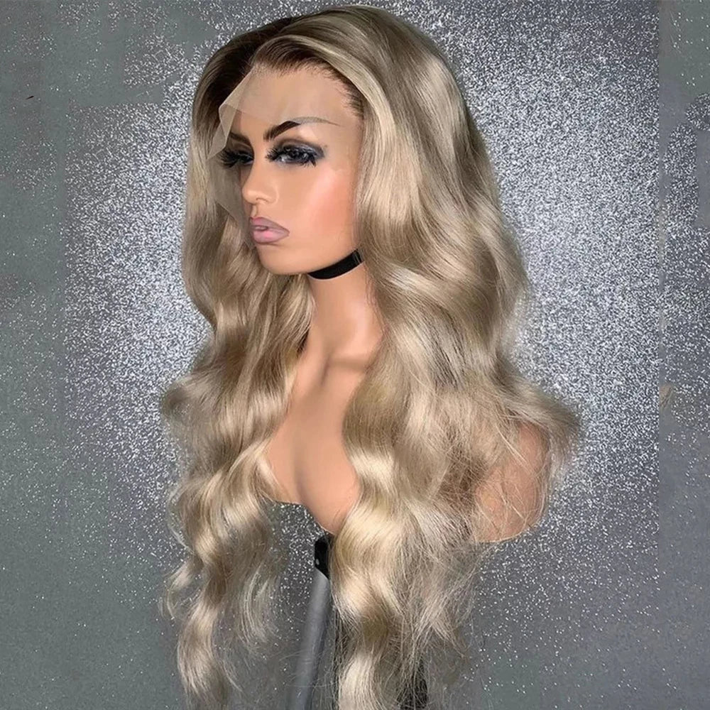 360 Lace Frontal Wig Human Hair Body Wave HD Transparent 613 Colored Ash Blonde Wigs For Women Brazilian Remy