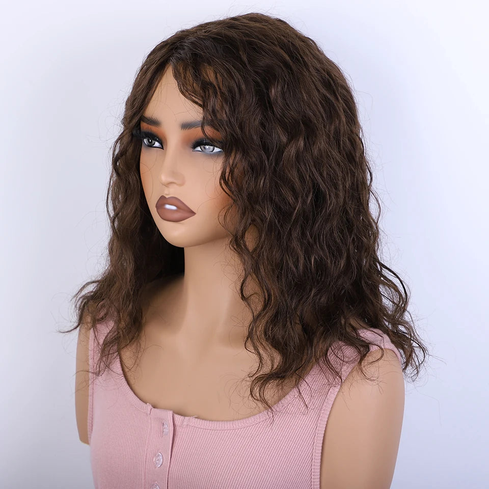 Sleek 4# Brown Colored Human Hair Wigs For Women 100% Real Ready To Wear Short Bodywave Brazilian Hair Wigs