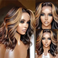 Thumbnail for Highlight 4/27 Body Wave Bob Wigs Human Hair 13x4 Lace Front Human Hair Wig Ombre Short Brazilian Hair