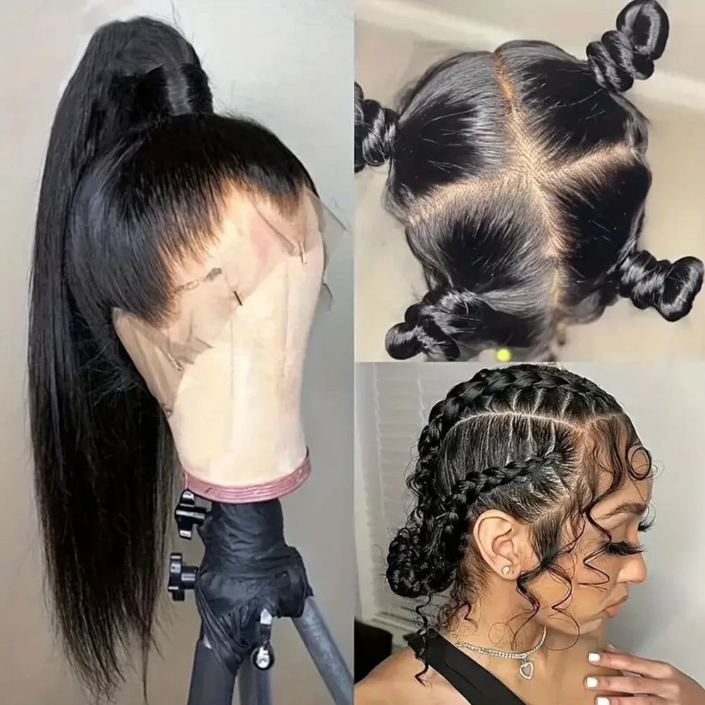 360 Full Lace Wigs 100% Human Hair Pre-Plucked Brazilian Straight Lace Frontal Wig For Women