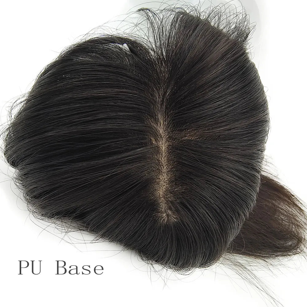 25-40cm 100% Virgin Human Hair Topper 7x10 9x14cm PU Clips