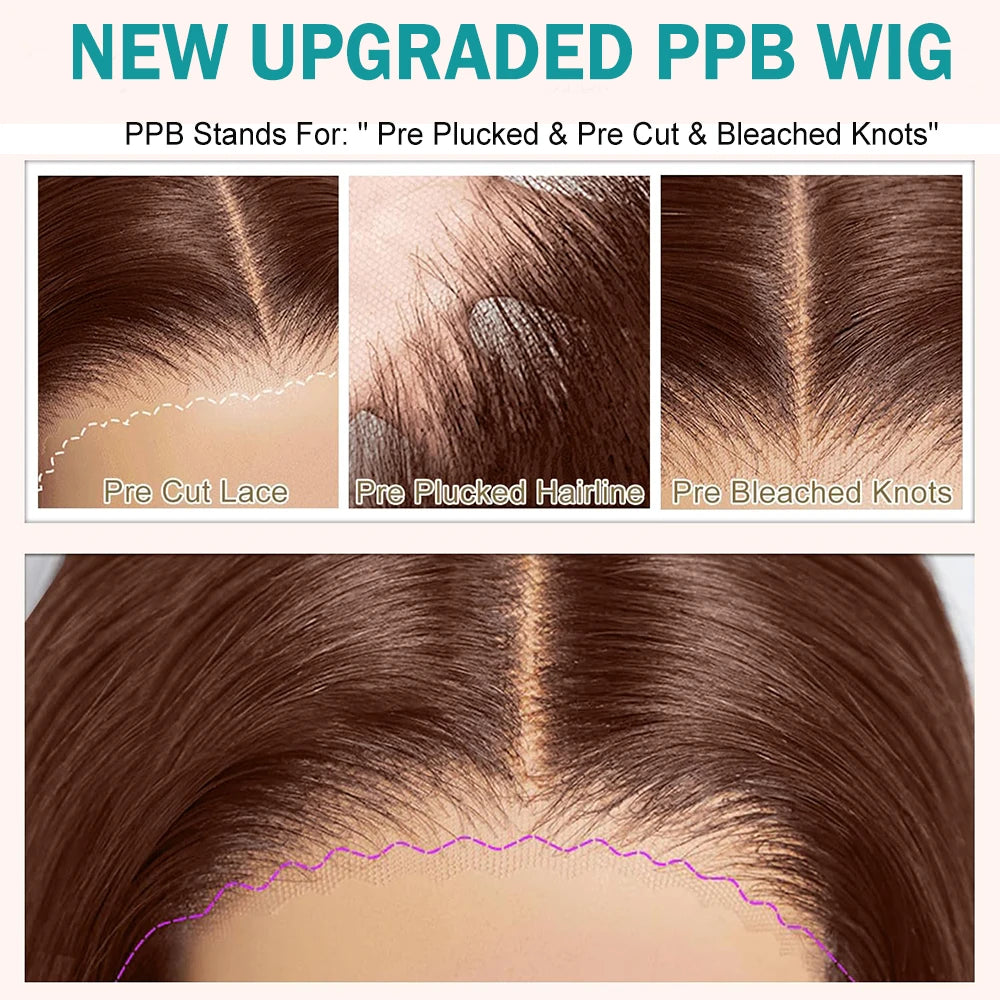 Ready to Wear Glueless Wig Preplucked Chocolate Brown #4 Dark Brown Straight Human Hair Wigs  HD Lace Front Human Hair Wigs