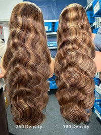 Thumbnail for 250 Density Highlight Ombre 100% Human Hair 13x6 HD Lace Frontal Wigs Body Wave Water Loose Brown Brazilian