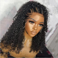 Thumbnail for Soft 26“ Long Glueless Natural Black  180 Density Kinky curly Lace Front Wig Baby Hair Pre-plucked Heat Resistant Daily