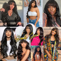 Thumbnail for Easy Go Body Wave 100% Human Hair Wigs With Bangs 250Density Glueless Machine Made