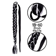 20 Inch Long Straight Synthetic Hair Extension Braided Fishtail Drawstring Ponytail Hair