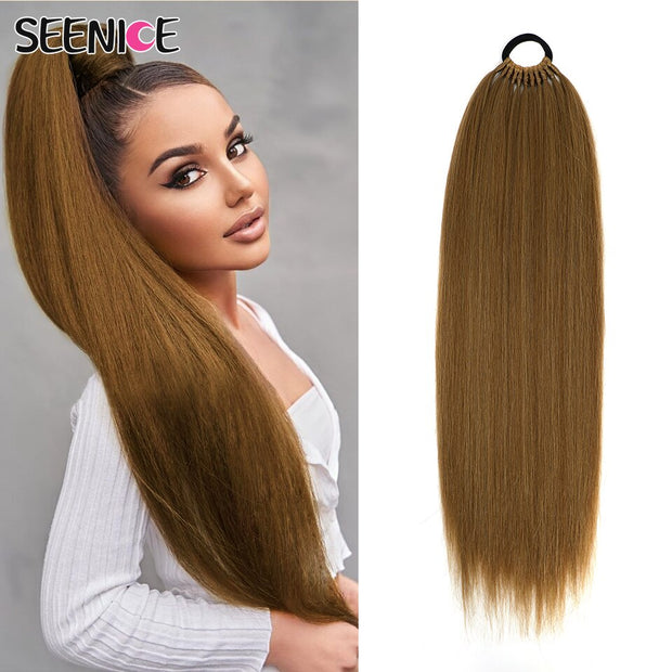 Straight Synthetic Ponytail Hair Extensions Natural Hair