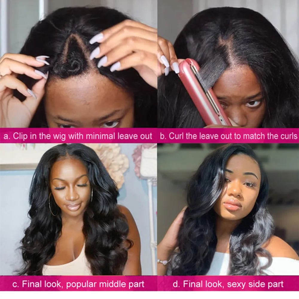 Glueless Brazilian U Part Human Hair Wave Wigs