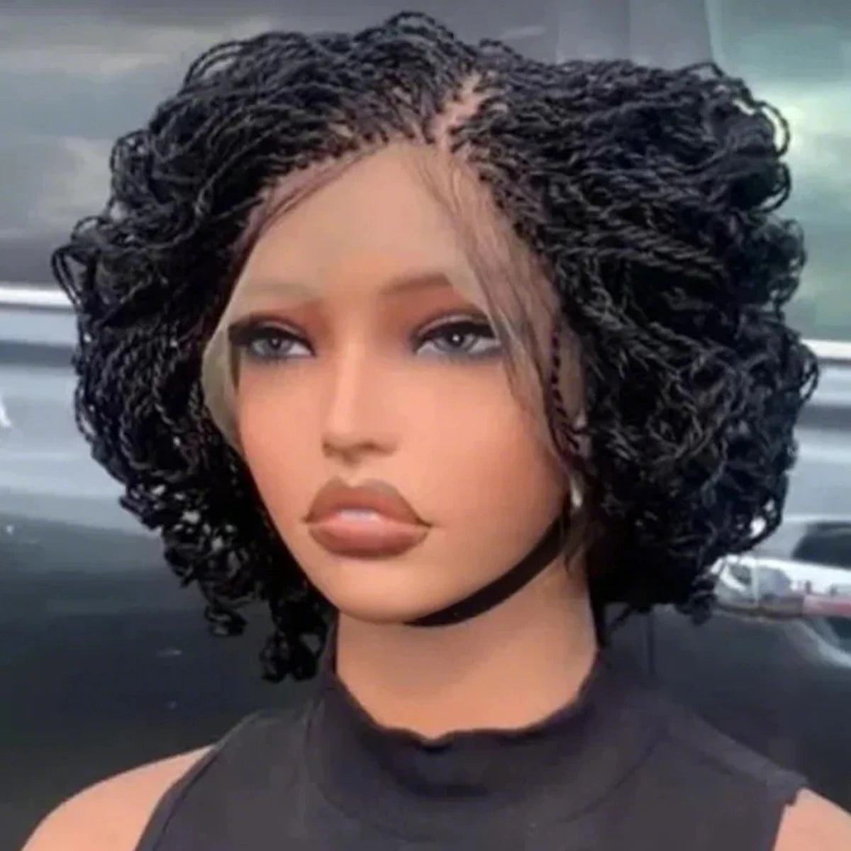 Micro twist braided wig.braiding bob lace wig . 5x5 HD lace wig. lace front closure wig.